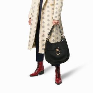 Chloé Tess Hobo Calfskin Leather Handbag | Saddle Bag | Black
